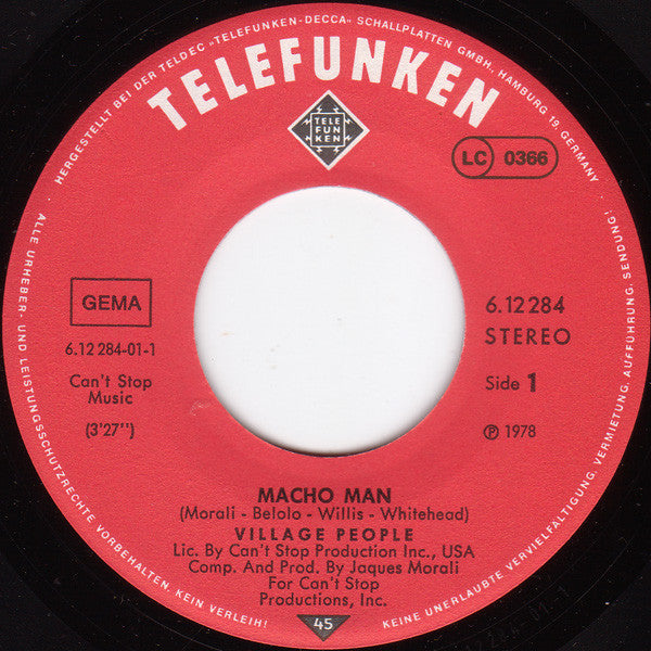 Village People : Macho Man (7", Single)