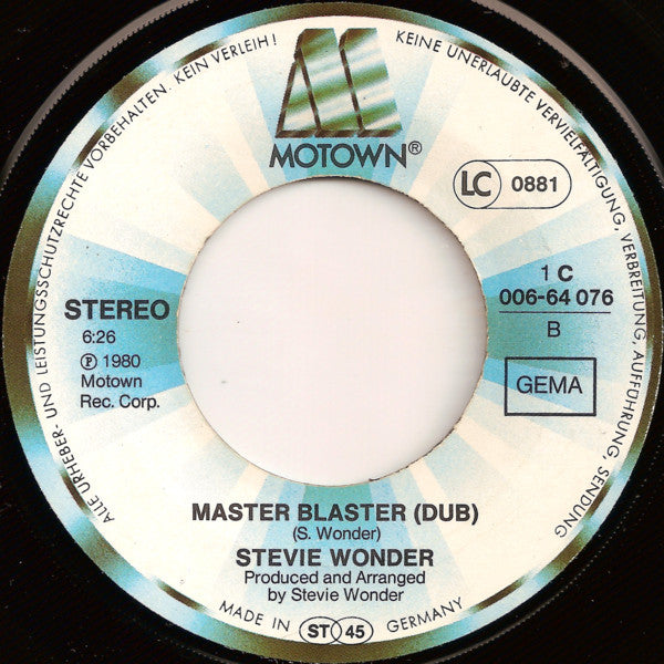 Stevie Wonder : Master Blaster (Jammin') (7", Single)