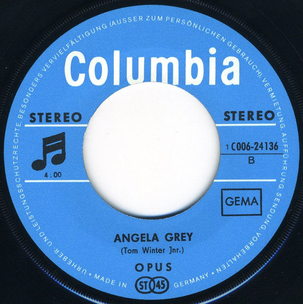 Opus (8) : Baby, Come On / Angela Grey (7", Single)