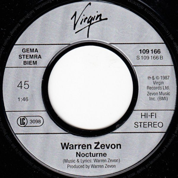 Warren Zevon : Leave My Monkey Alone (7", Single)