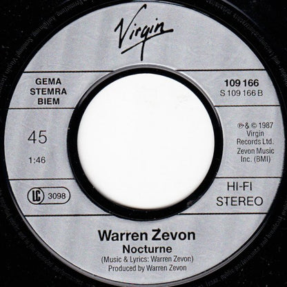 Warren Zevon : Leave My Monkey Alone (7", Single)