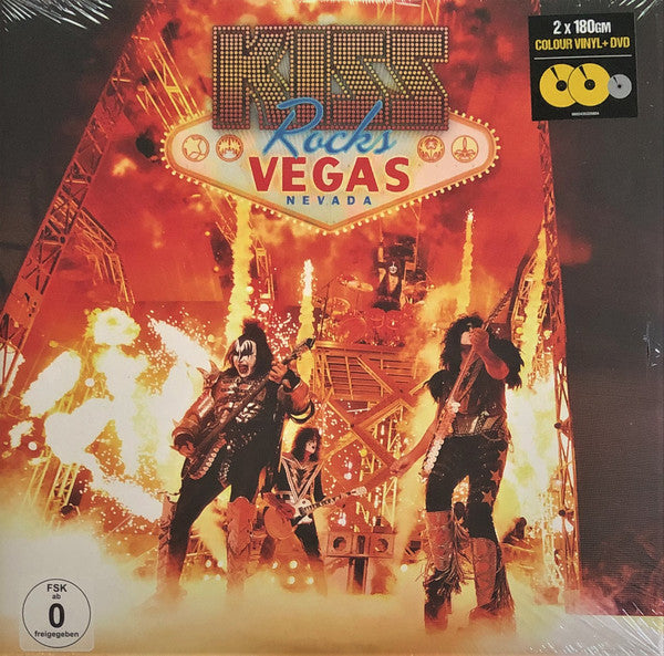 Kiss : Kiss Rocks Vegas (2xLP, Album, Yel + DVD, Multichannel, NTSC + Ltd, )