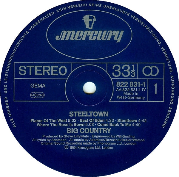 Big Country : Steeltown (LP, Album)