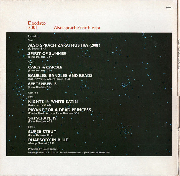 Deodato* : 2001 Also Sprach Zarathustra (Deodato Vol. 1 / Deodato Vol. 2) (2xLP, Comp)