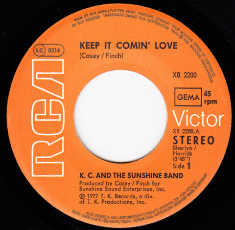 KC & The Sunshine Band : Keep It Comin' Love (7", Single)