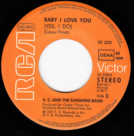 KC & The Sunshine Band : Keep It Comin' Love (7", Single)