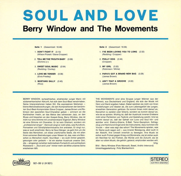 Berry Window And The Movements : Soul & Love (LP, Album)