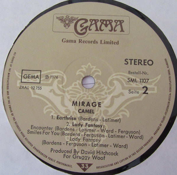 Camel : Mirage (LP, Album, Gat)