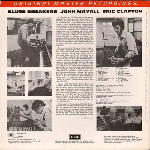 John Mayall With Eric Clapton : Blues Breakers (LP, Album, Ltd, RE, RM)