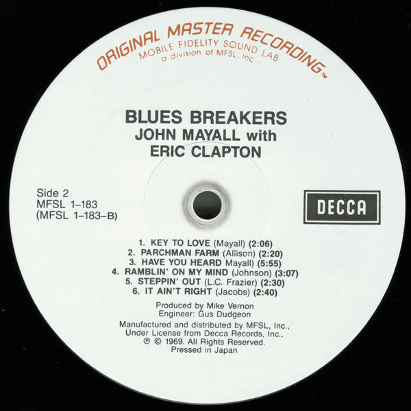 John Mayall With Eric Clapton : Blues Breakers (LP, Album, Ltd, RE, RM)