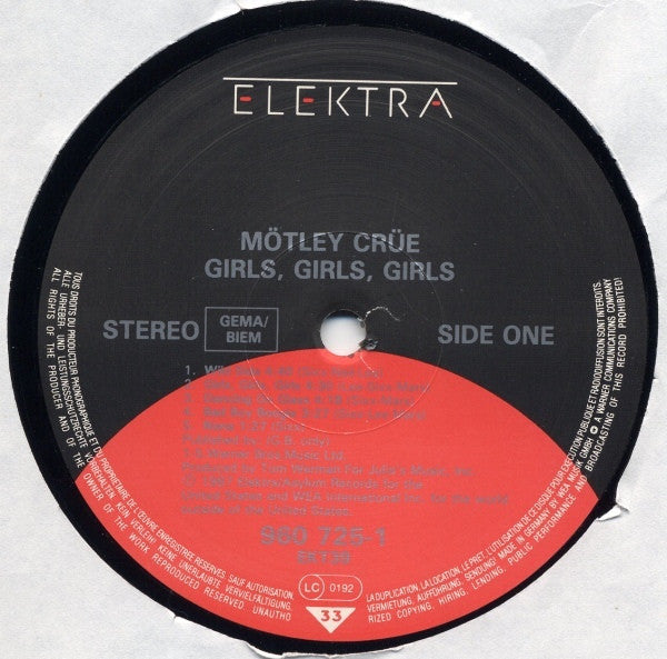 Mötley Crüe : Girls, Girls, Girls (LP, Album, Bla)