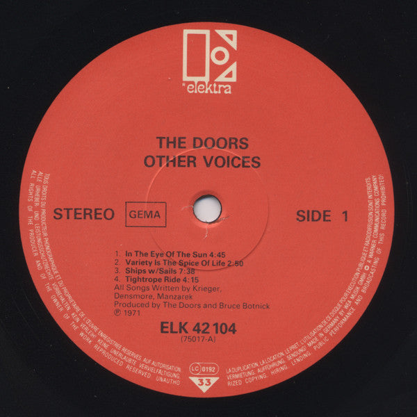 The Doors : Other Voices (LP, Album, RE, Gat)