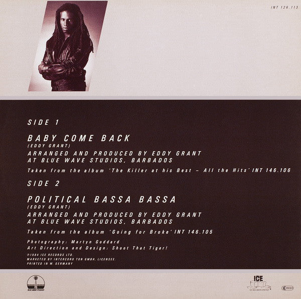 Eddy Grant : Baby Come Back (12", Maxi, Mar)