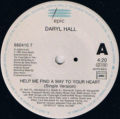 Daryl Hall : Help Me Find A Way To Your Heart (7", Single)