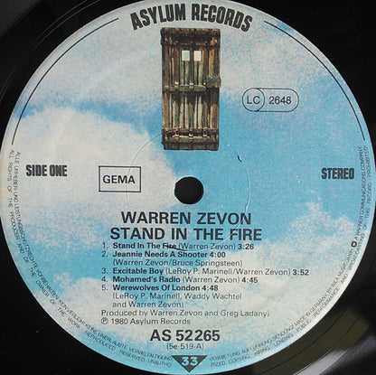 Warren Zevon : Stand In The Fire (LP, Album)