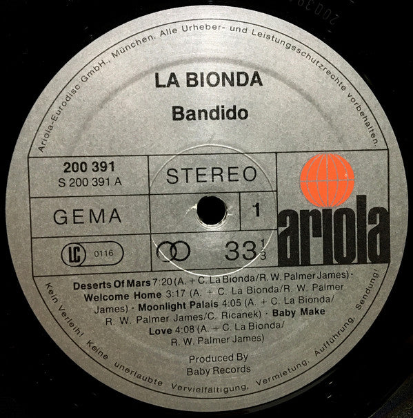 La Bionda : Bandido (LP, Album, Gat)