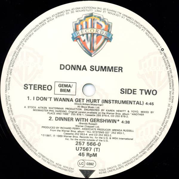 Donna Summer : I Don't Wanna Get Hurt (Extended Version) (12")