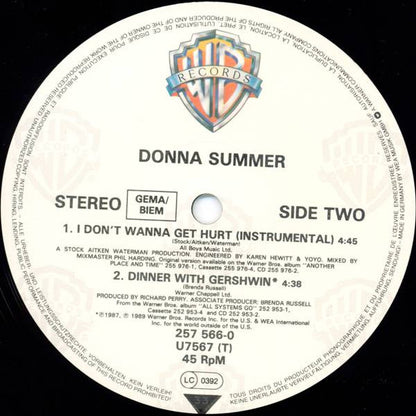 Donna Summer : I Don't Wanna Get Hurt (Extended Version) (12")