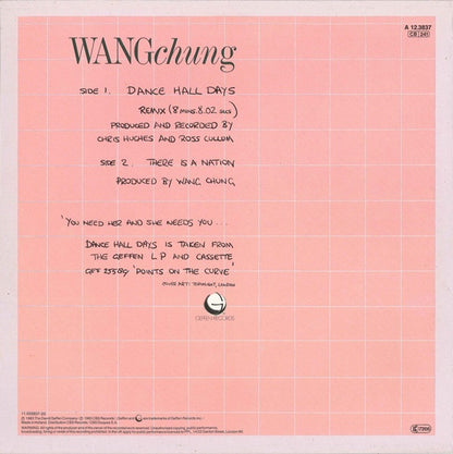 Wang Chung : Dance Hall Days (Remix) (12", Maxi)