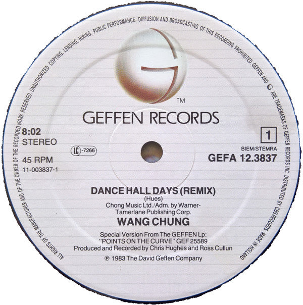 Wang Chung : Dance Hall Days (Remix) (12", Maxi)