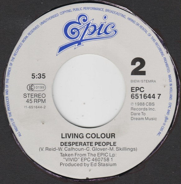 Living Colour : Middleman (7", Single)