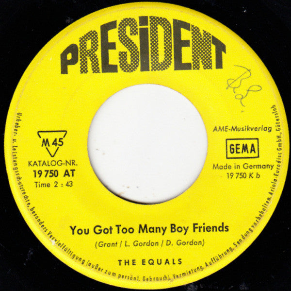 The Equals : Police On My Back / You Got Too Many Boyfriends (7", Single)