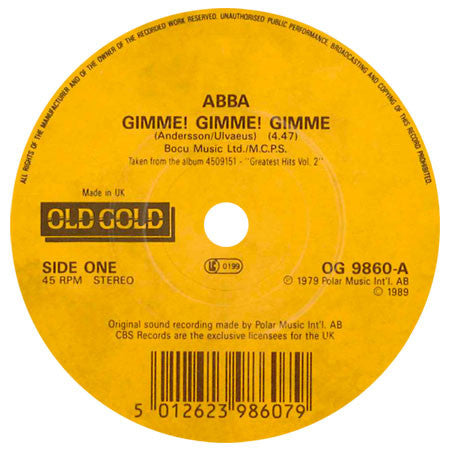 ABBA : Gimme Gimme Gimme / Does Your Mother Know (7", Single)