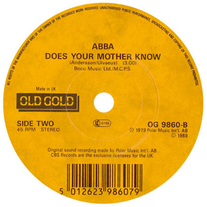 ABBA : Gimme Gimme Gimme / Does Your Mother Know (7", Single)