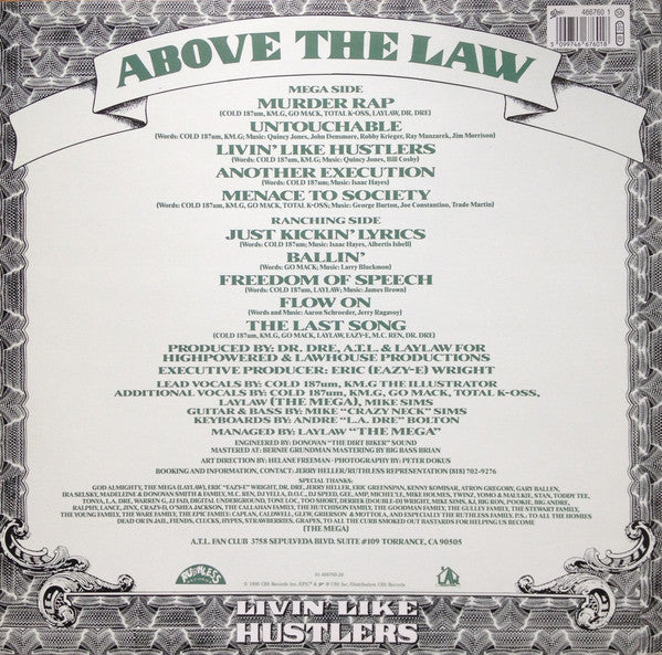 Above The Law : Livin' Like Hustlers (LP, Album)