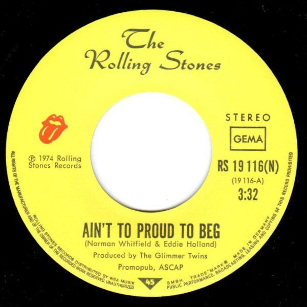 The Rolling Stones : Ain't Too Proud To Beg (7", Single)