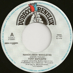 Tony Esposito : Hands (Mani Mani) (7", Single)