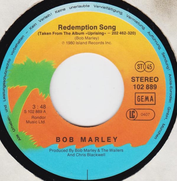 Bob Marley & The Wailers : Redemption Song (7", Single)