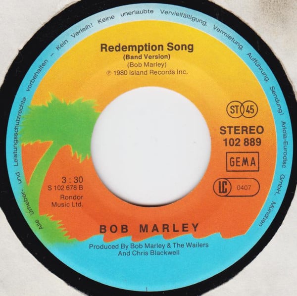 Bob Marley & The Wailers : Redemption Song (7", Single)