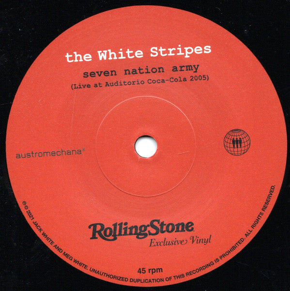 The White Stripes : We're Going To Be Friends / Seven Nation Army (Live At Auditorio Coca-Cola 2005) (7", Single, S/Edition)