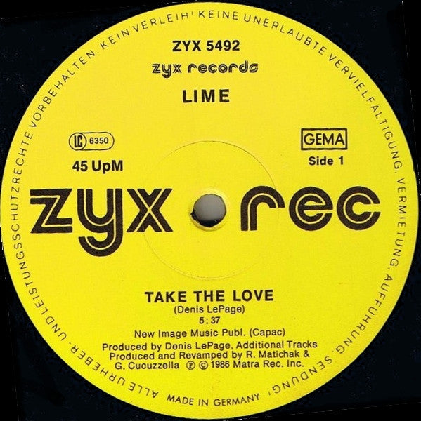 Lime (2) : Take The Love / Come On Everybody (12")