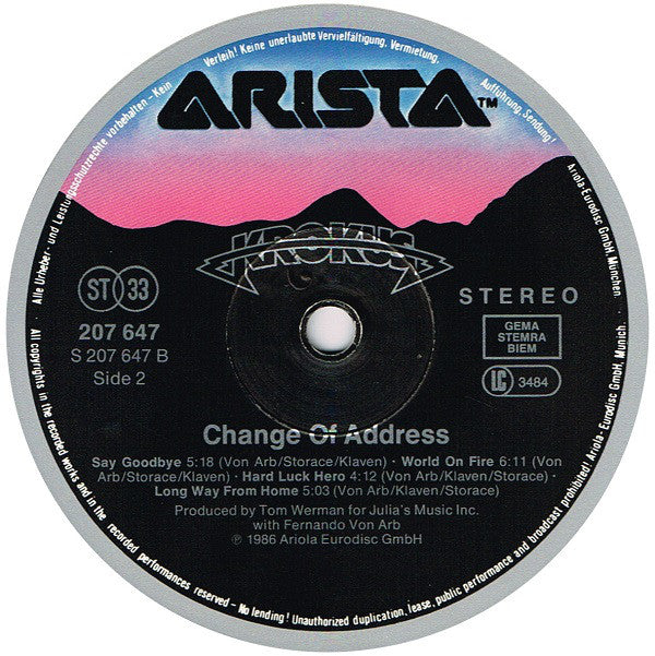 Krokus : Change Of Address (LP, Album)