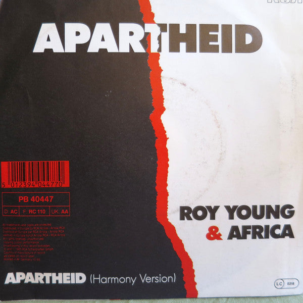 Roy Young & Africa : Apartheid (7", Single)