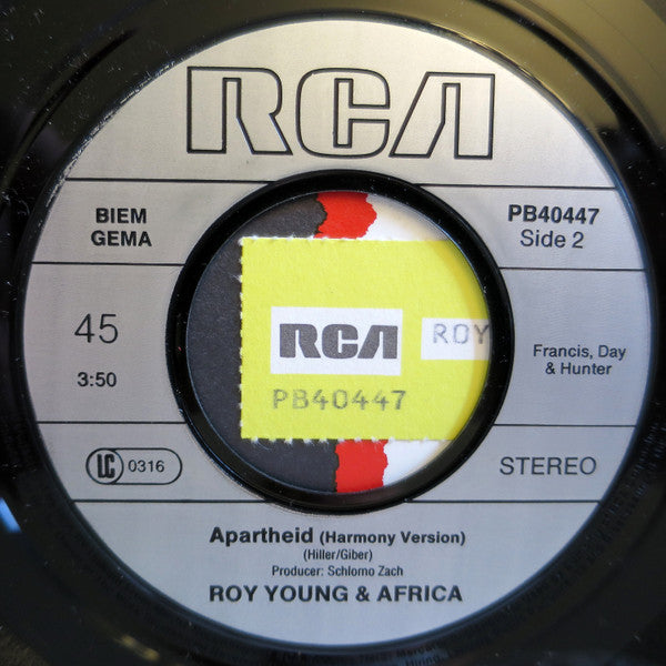 Roy Young & Africa : Apartheid (7", Single)