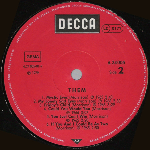 Them (3) Featuring Van Morrison : Them Featuring Van Morrison (LP, Comp, Red)