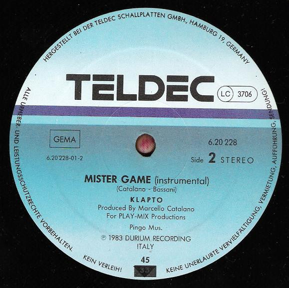 Klapto : Mister Game (Extended Version) (12", Maxi)