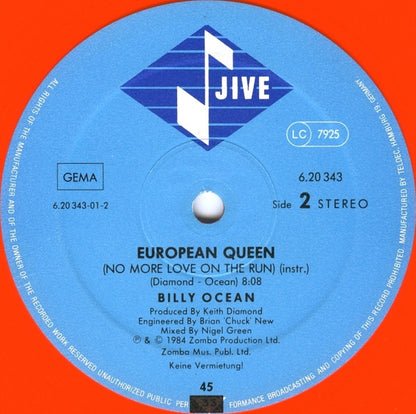 Billy Ocean : European Queen (No More Love On The Run) (12", Maxi, Ora)