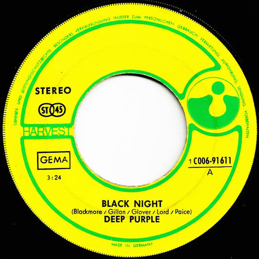 Deep Purple : Black Night  (7", Single)