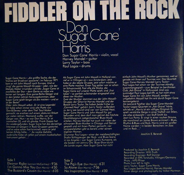 Don 'Sugar Cane' Harris* : Fiddler On The Rock (LP, Album)