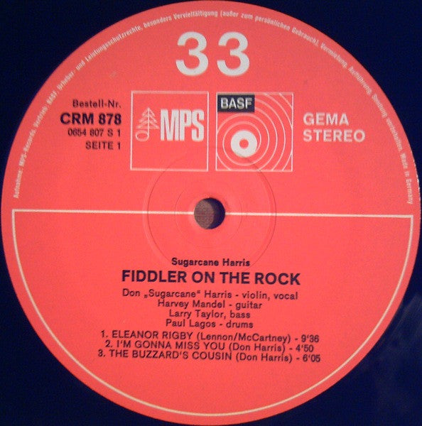 Don 'Sugar Cane' Harris* : Fiddler On The Rock (LP, Album)