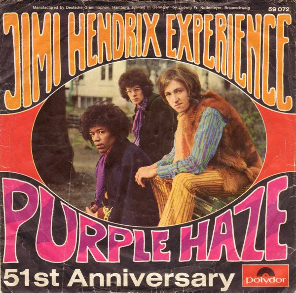 Jimi Hendrix Experience* : Purple Haze (7", Single, Mono)