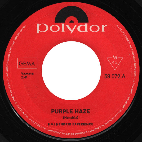 Jimi Hendrix Experience* : Purple Haze (7", Single, Mono)