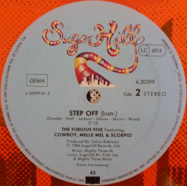 The Furious Five Featuring Cowboy, Melle Mel & Scorpio (3) : Step Off (12", Maxi, Ora)