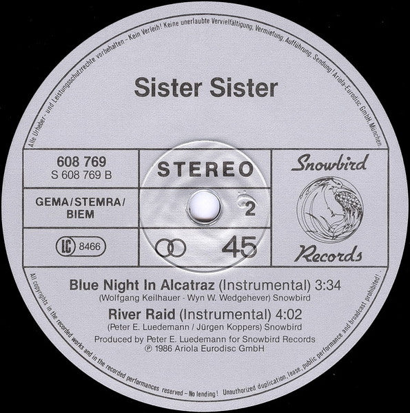 Sister Sister : Blue Night In Alcatraz (12", Maxi)