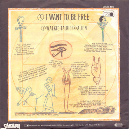 Toyah (3) : I Want To Be Free (7", Single)