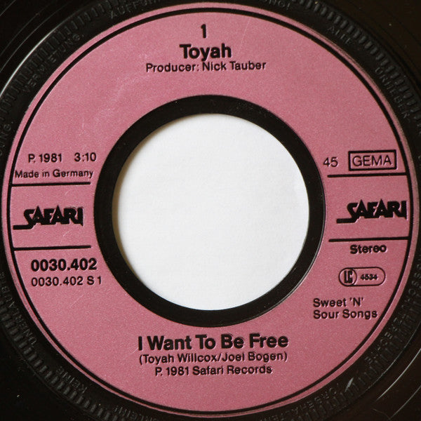 Toyah (3) : I Want To Be Free (7", Single)